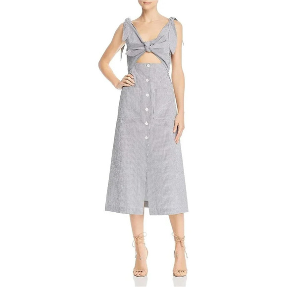 Alice McCALL Makes Sense Button Front Midi Black White Sleeveless‎ Dress Size 4